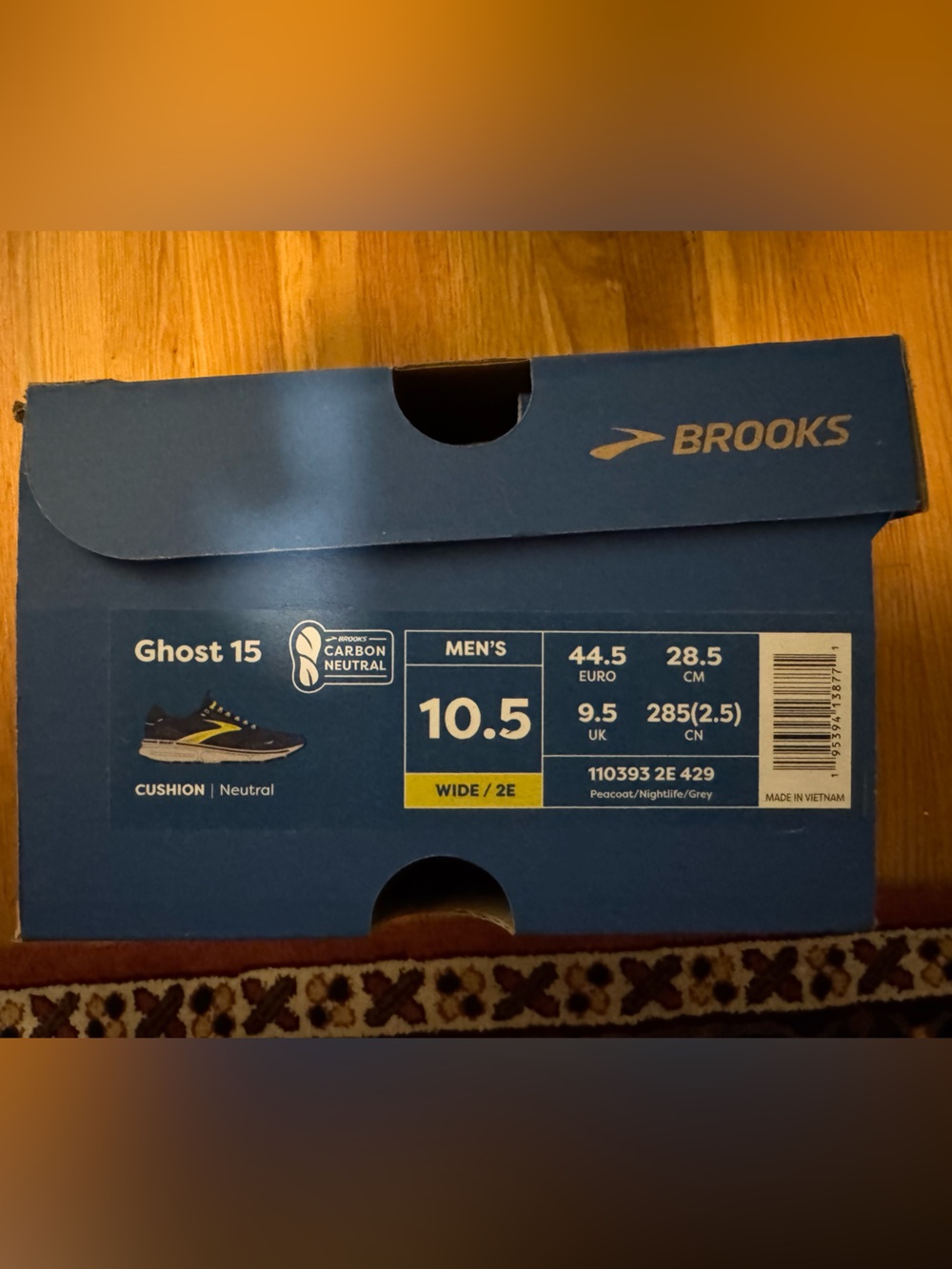 BRAND NEW Brooks Ghost 15 Shoes Size 10.5 wide (2E) in Peacoat/Nightlife/Grey